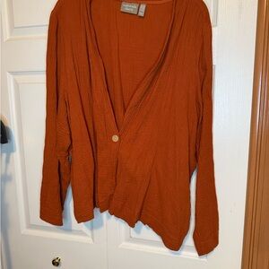*Naturals D&Co Rust One-Button Cardigan - 2X